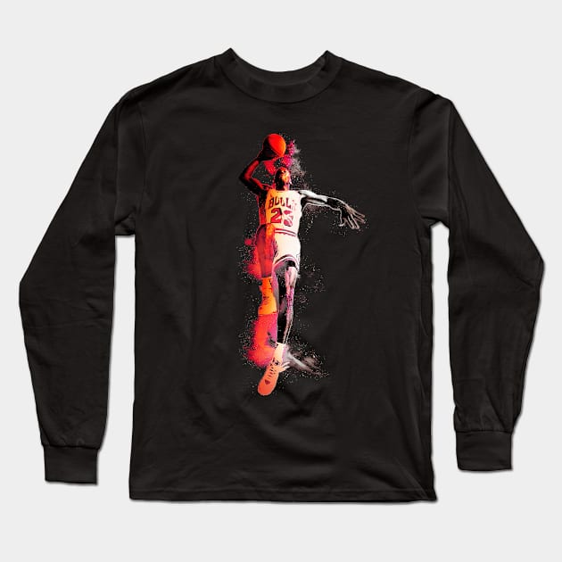 Vintage Michael Jordan-Sport Action Effect Long Sleeve T-Shirt by Mr.FansArt